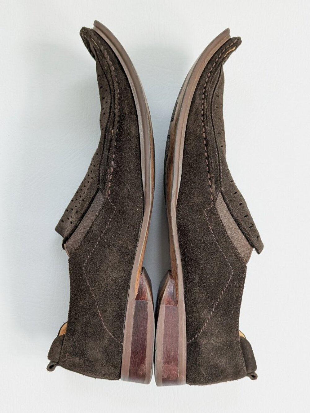 Vintage Men's Suede Loafers Winklepickers Size 42 US 8-8.5 Y2K Euro Brown - Picture 5 of 8